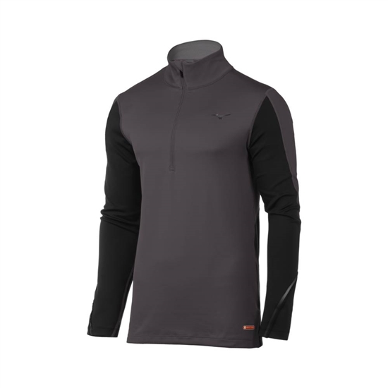 Base Layer Mizuno Breath Thermo Half Zip Panske Tmavo Siva / Čierne | 9521437-JK