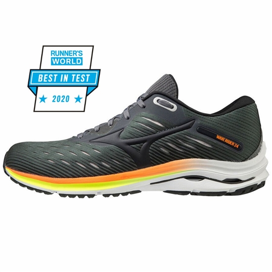 Bezecke Topanky Mizuno Wave Rider 24 Panske Tmavo Zelene / Oranžové | 4085296-XZ