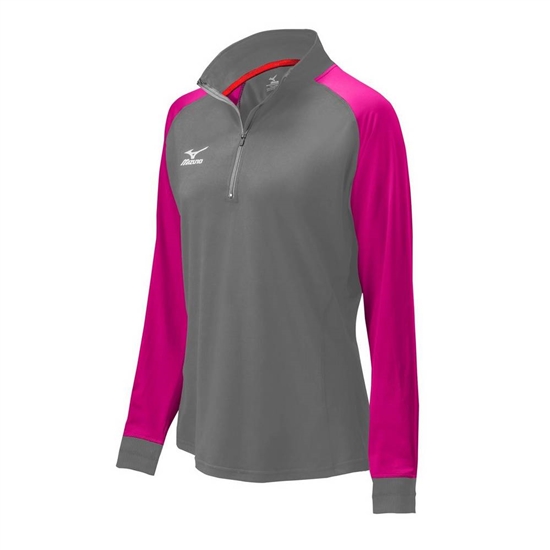 Bundy Mizuno Prime 1/2 Zip Volleyball Damske Siva / Ruzove / Čierne | 5842367-NQ