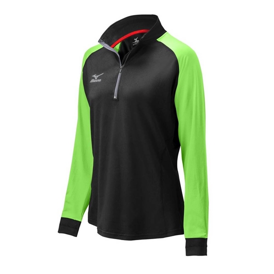 Bundy Mizuno Prime 1/2 Zip Volleyball Damske Čierne / Zelene | 6491587-YK