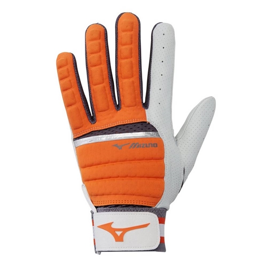 Gloves Mizuno B-130 Adult Baseball Batting Panske Oranžové / Siva | 4173026-LF