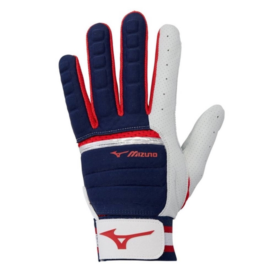 Gloves Mizuno B-130 Adult Baseball Batting Panske Námornícka Modrá / Červené | 4962057-HO