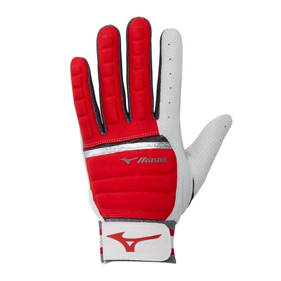 Gloves Mizuno B-130 Adult Baseball Batting Panske Červené / Siva | 5427361-RQ