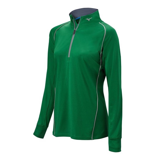 Pulovre Mizuno Comp 1/2 Zip Long Sleeve Damske Zelene | 1398406-KM