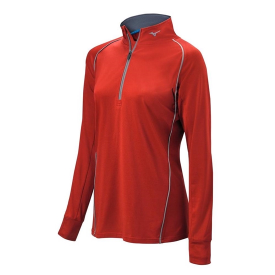 Pulovre Mizuno Comp 1/2 Zip Long Sleeve Damske Červené | 7864953-JZ