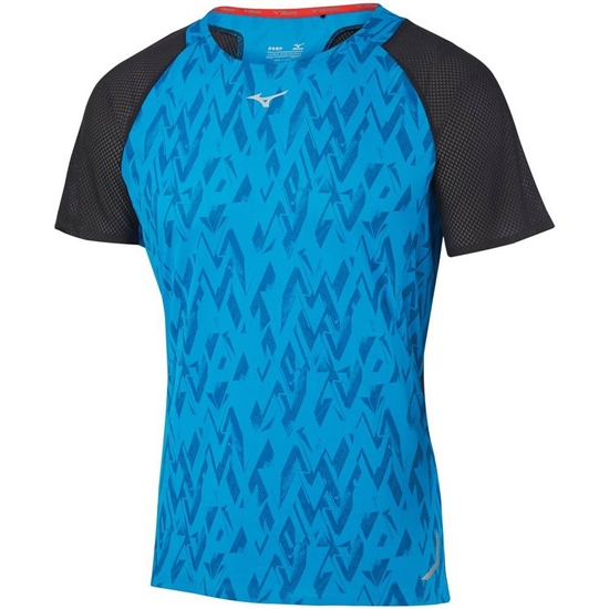 T shirts Mizuno Aero Running Panske Modre / Čierne | 6819073-SE