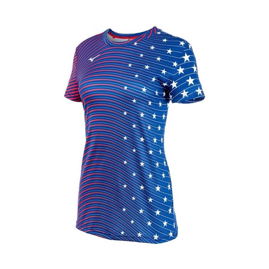 T shirts Mizuno Printable Kratke Sleeve Damske Námornícka Modrá | 6529471-OQ