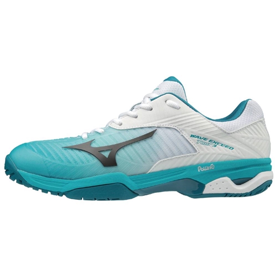 Tenisove Tenisky Mizuno Wave Exceed Tour 3 AC Panske Biele / Tyrkysový Modre | 4895362-OI