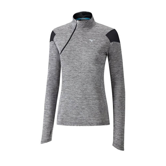 Tops Mizuno ALPHA HALF ZIP Running Damske Čierne | 4029657-RH