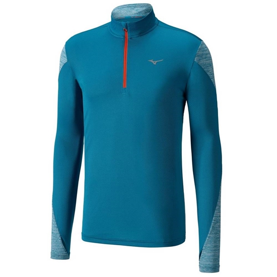 Tops Mizuno ALPHA LONG SLEEVE HALF ZIP 2.0 Running Panske Modre | 2859674-BT