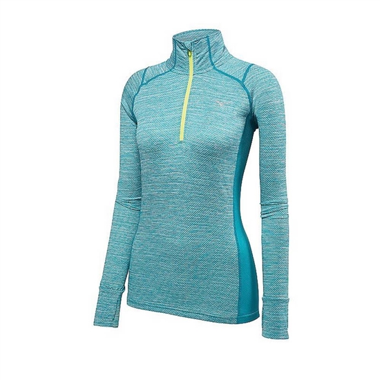 Tops Mizuno Alpha Half Zip Damske Modre | 2903186-PR