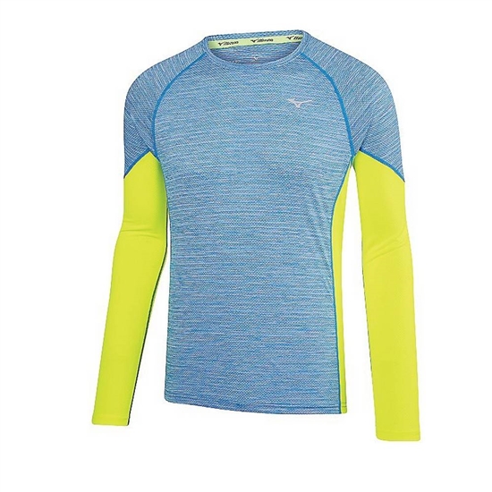 Tops Mizuno Alpha Long Sleeve Panske Modre / Žlté | 0928453-MQ