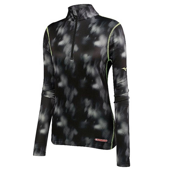 Tops Mizuno Breath Thermo Base Layer Half Zip Damske Čierne | 9483562-UE