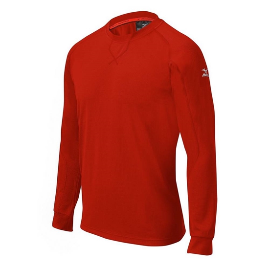 Tops Mizuno Comp Long Sleeve Training Shirt Baseball Panske Červené | 8954371-MW